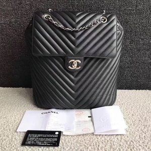 AUTHENTIC PREOWNED CHANEL BLACK BACKBACK CHEVRON